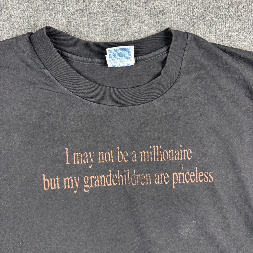 Hanes T-Shirt Mens XXL Black Grandchildren Are Priceless Graphic USA Made Tag